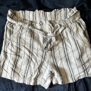 Striped Gray Women's High Wasited Shorts